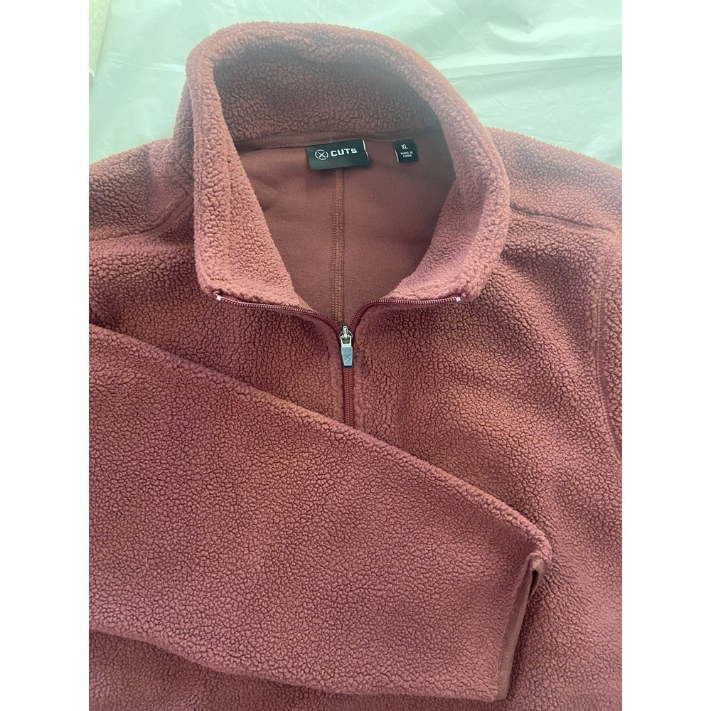 Men's Cuts Maroon 1/4 Zip Kangaroo Pocket Fleece Activewear Pullover-Size XL-NEW